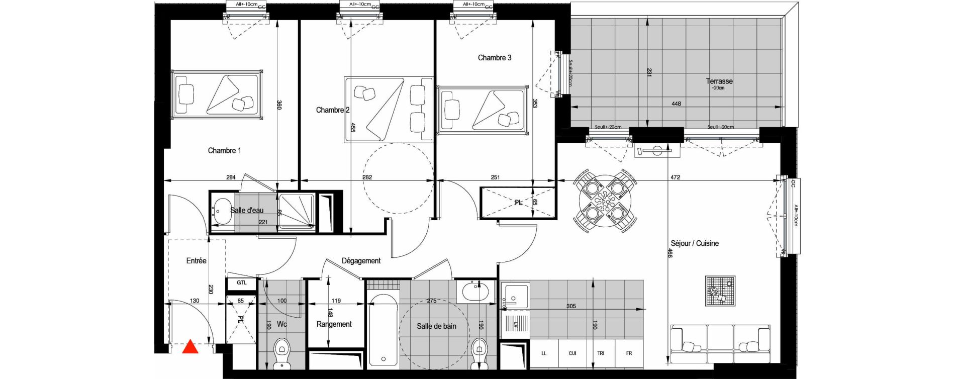 Appartement T4 de 79,12 m2 &agrave; Clichy Berges de seine - beaujon