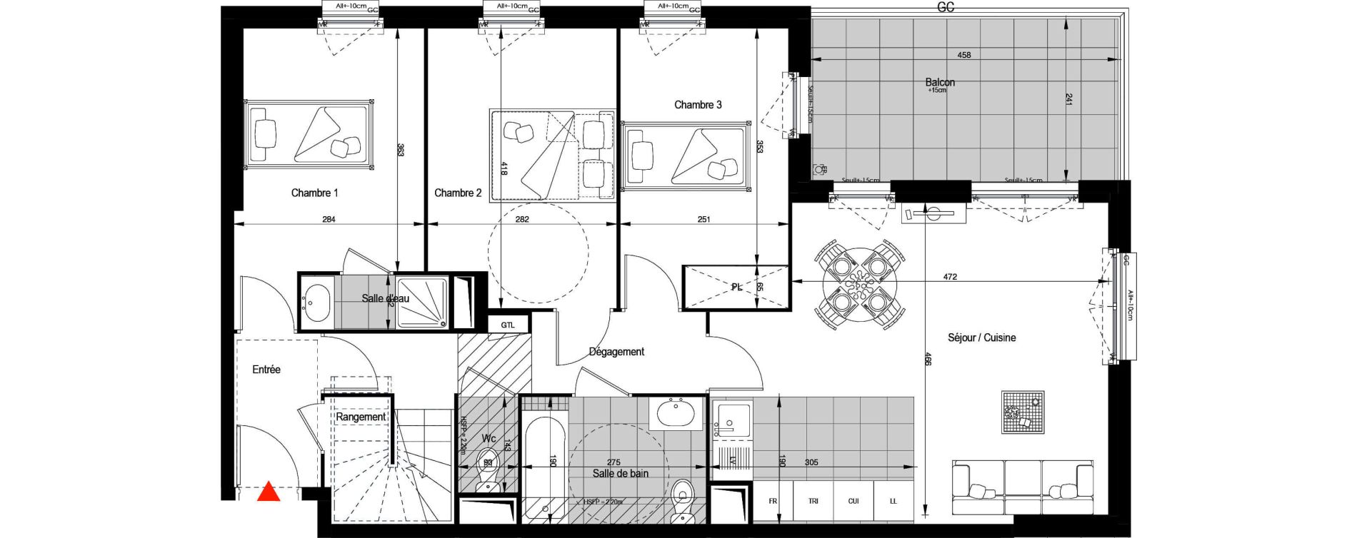 Appartement T4 de 78,78 m2 &agrave; Clichy Berges de seine - beaujon