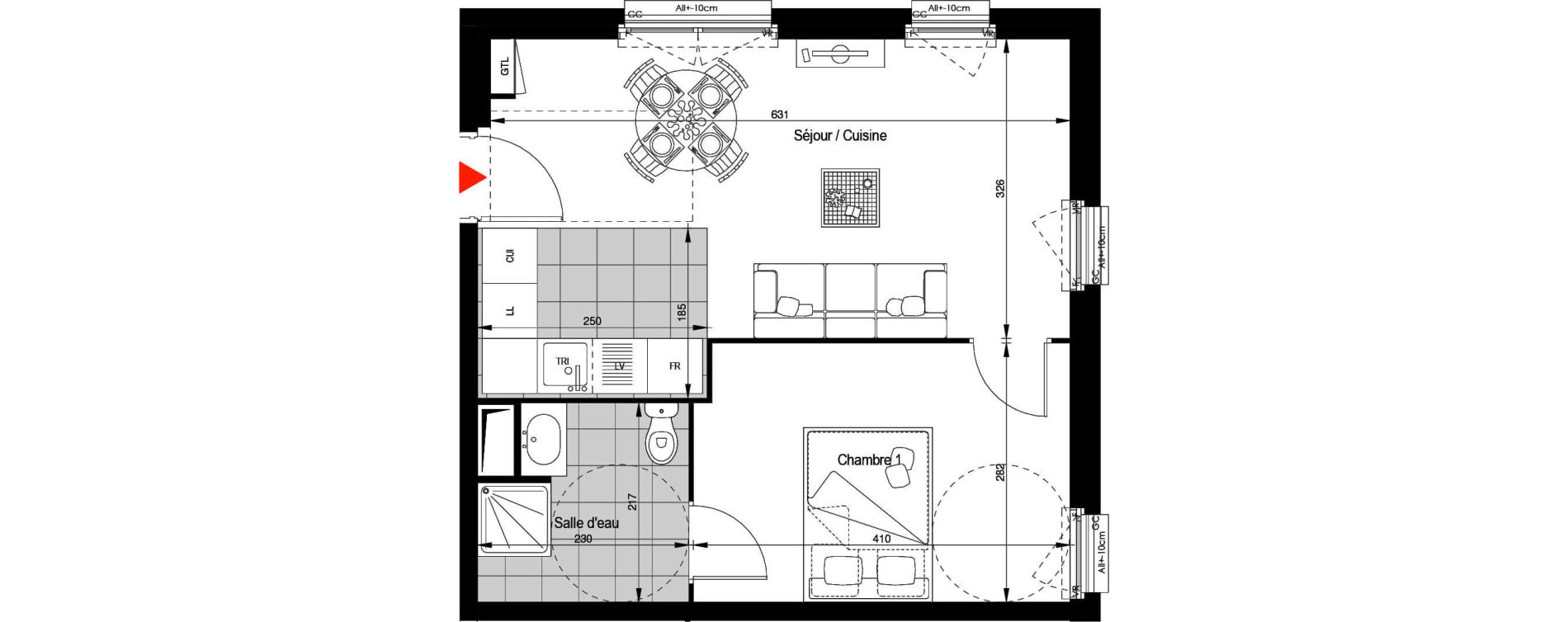 Appartement T2 de 38,33 m2 &agrave; Clichy Berges de seine - beaujon