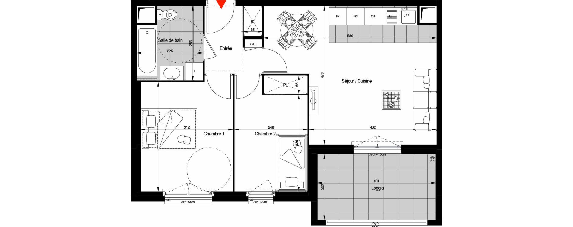 Appartement T3 de 54,50 m2 &agrave; Clichy Berges de seine - beaujon