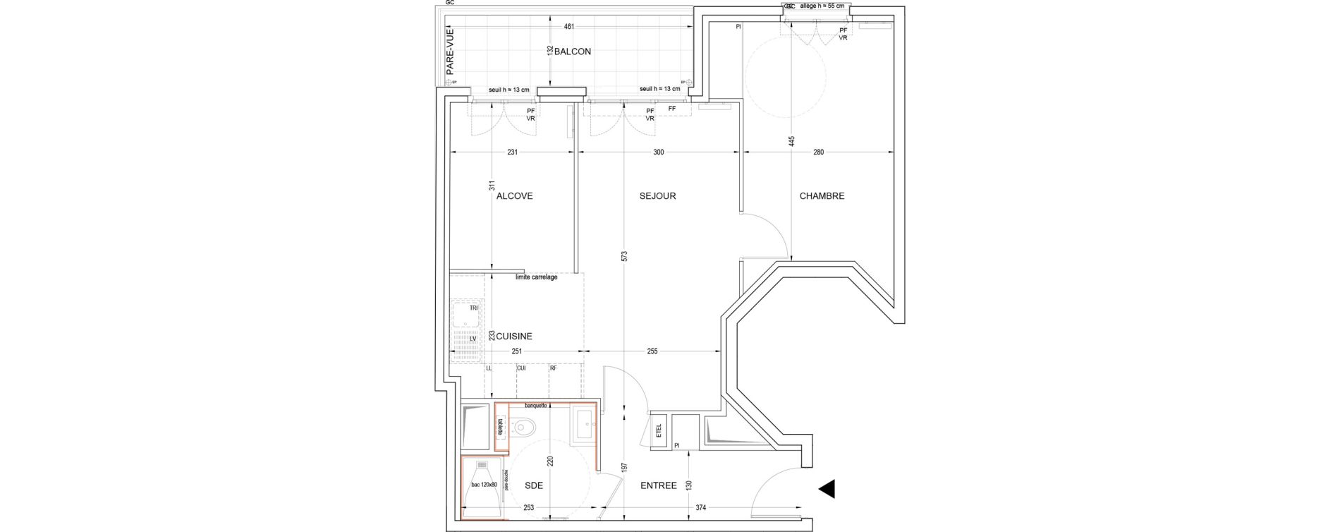 Appartement T2 de 53,80 m2 &agrave; Clichy Bateliers