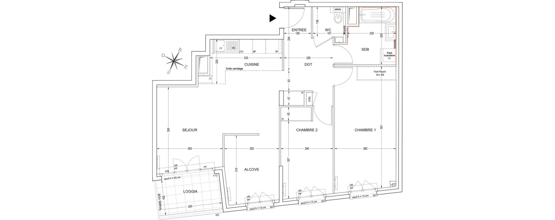 Appartement T3 de 75,13 m2 &agrave; Clichy Bateliers