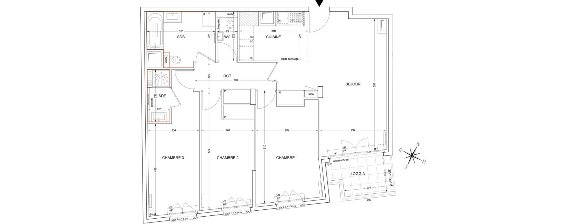 Appartement T4 de 82,78 m2 &agrave; Clichy Bateliers