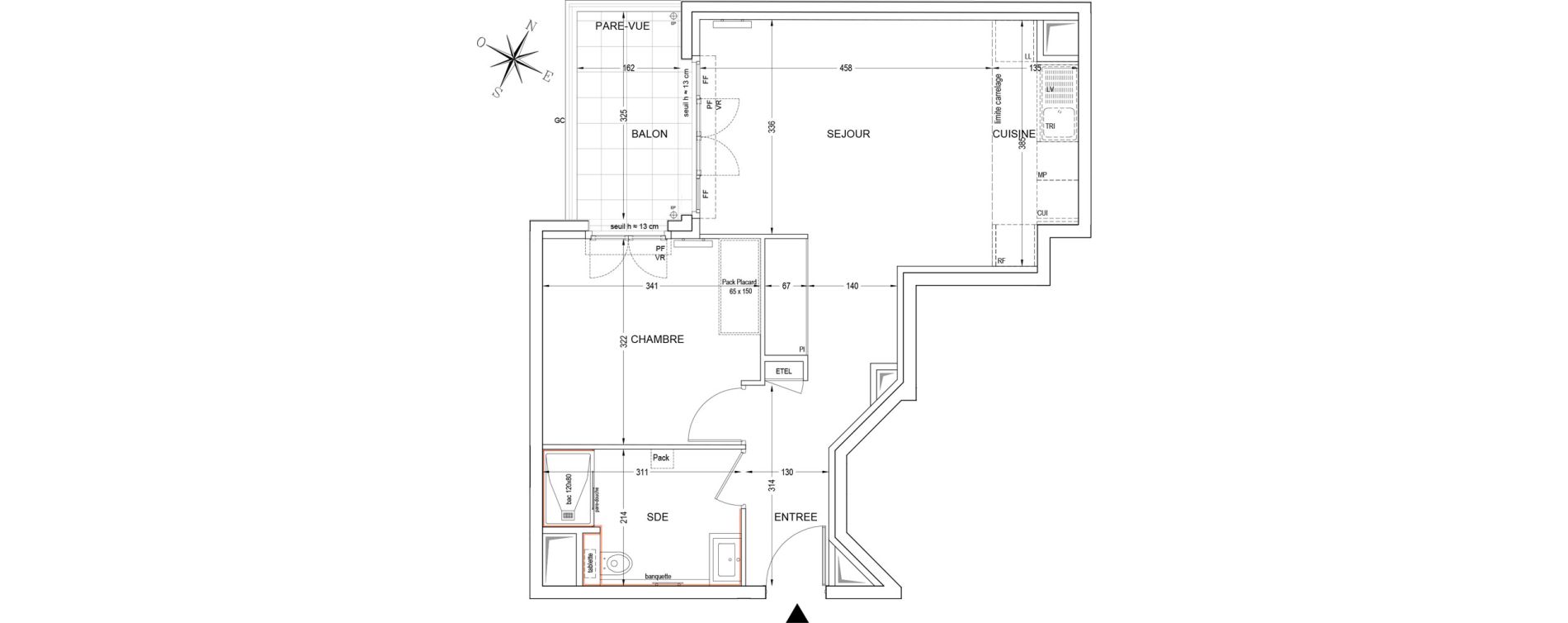 Appartement T2 de 46,16 m2 &agrave; Clichy Bateliers