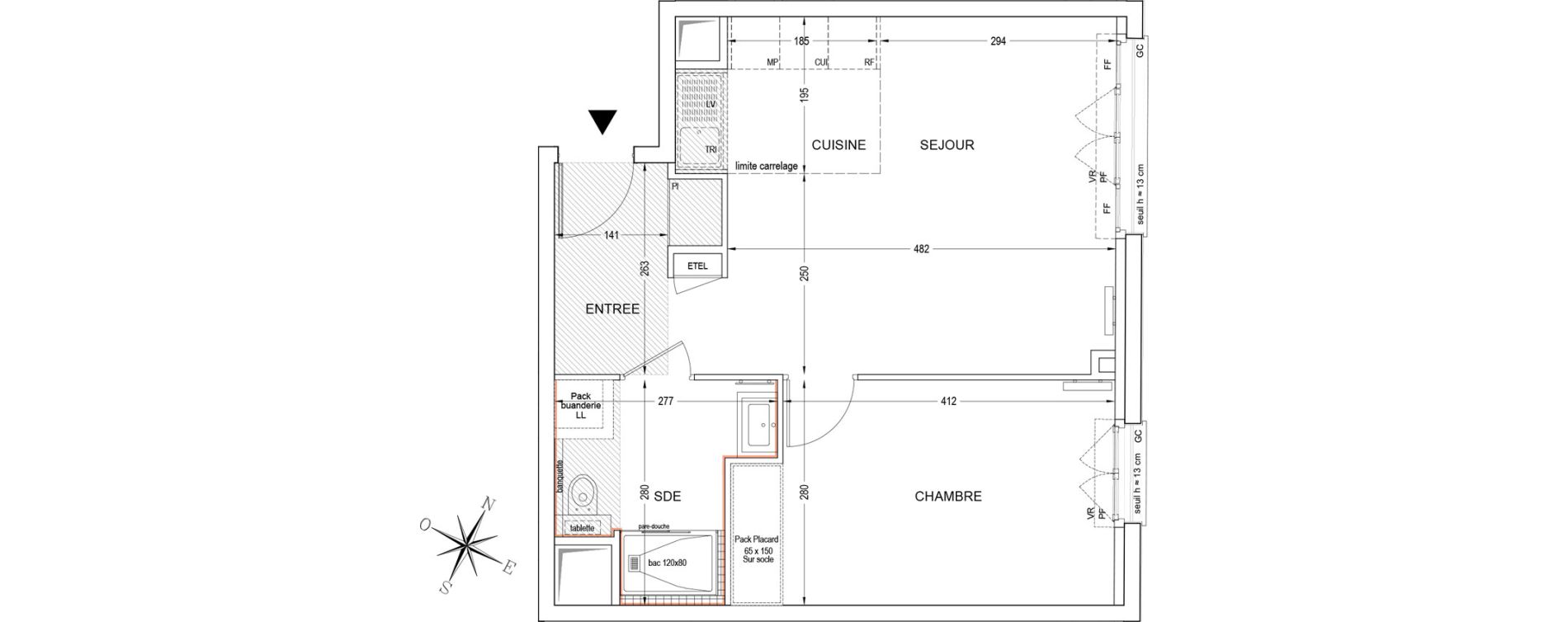 Appartement T2 de 45,95 m2 &agrave; Clichy Bateliers