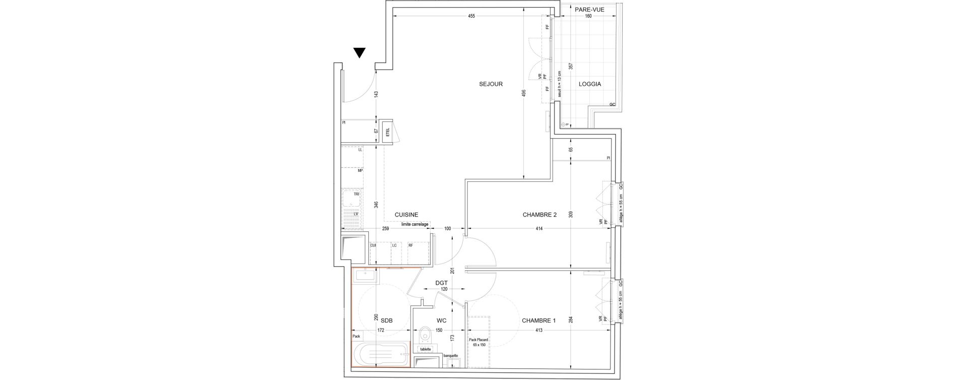 Appartement T3 de 67,97 m2 &agrave; Clichy Bateliers