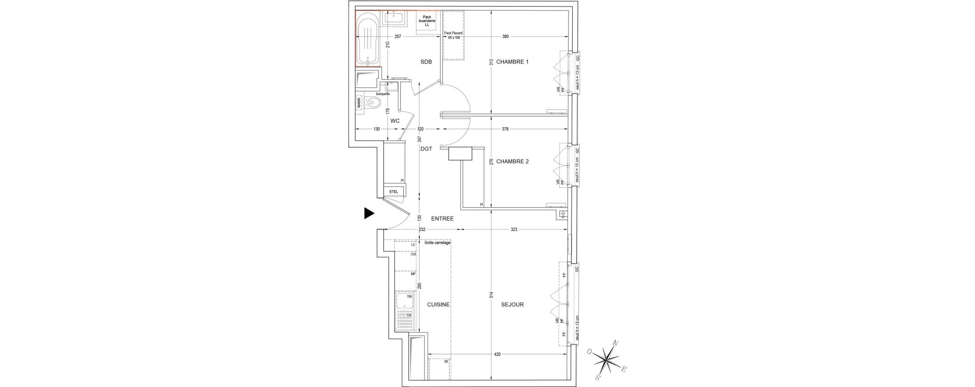 Appartement T3 de 60,24 m2 &agrave; Clichy Bateliers