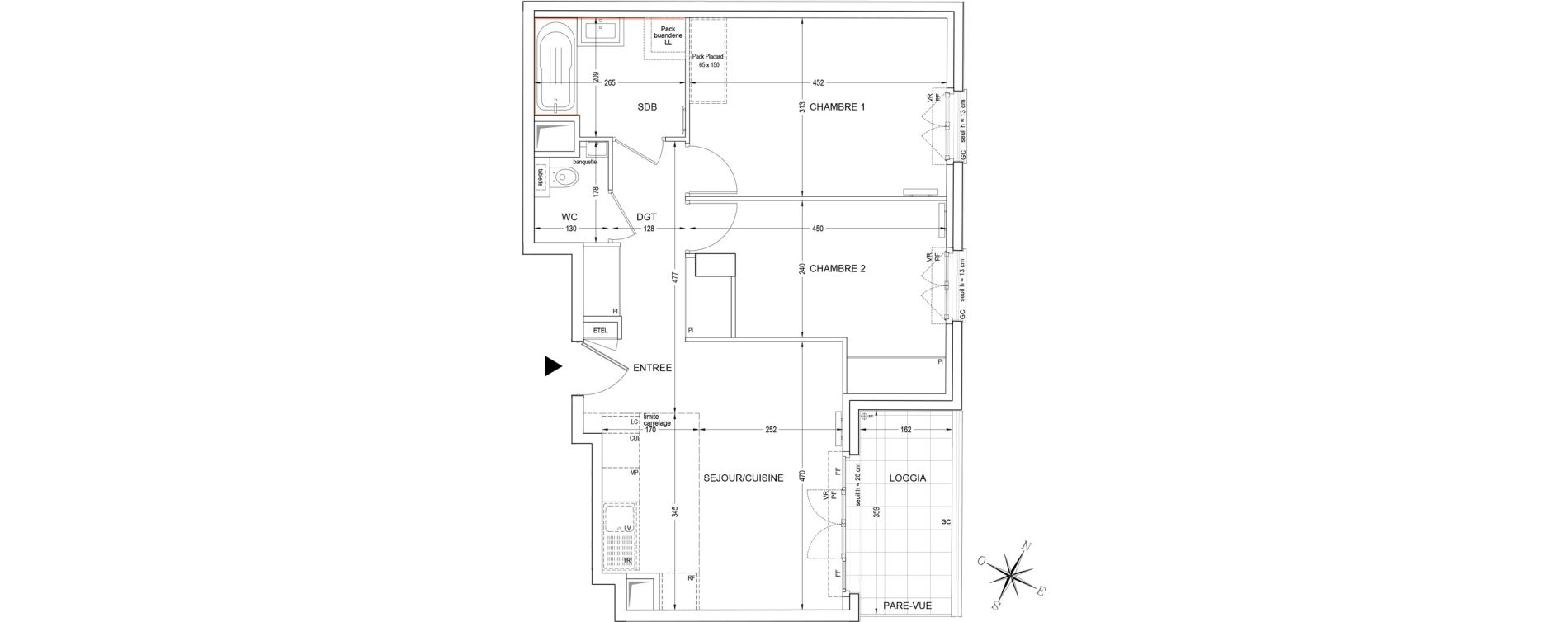 Appartement T3 de 58,45 m2 &agrave; Clichy Bateliers