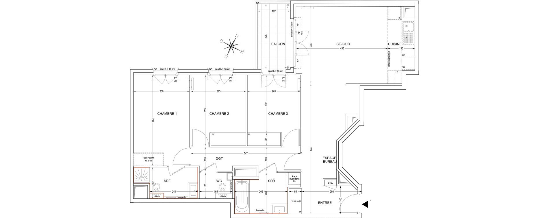 Appartement T4 de 87,09 m2 &agrave; Clichy Bateliers