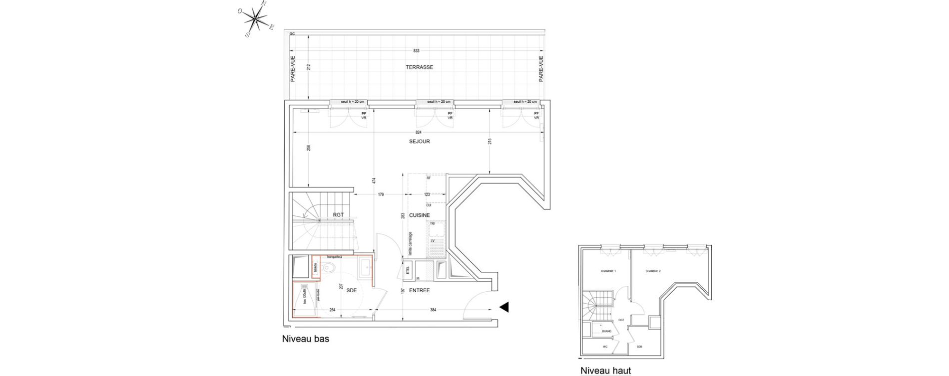 Duplex T3 de 75,11 m2 &agrave; Clichy Bateliers