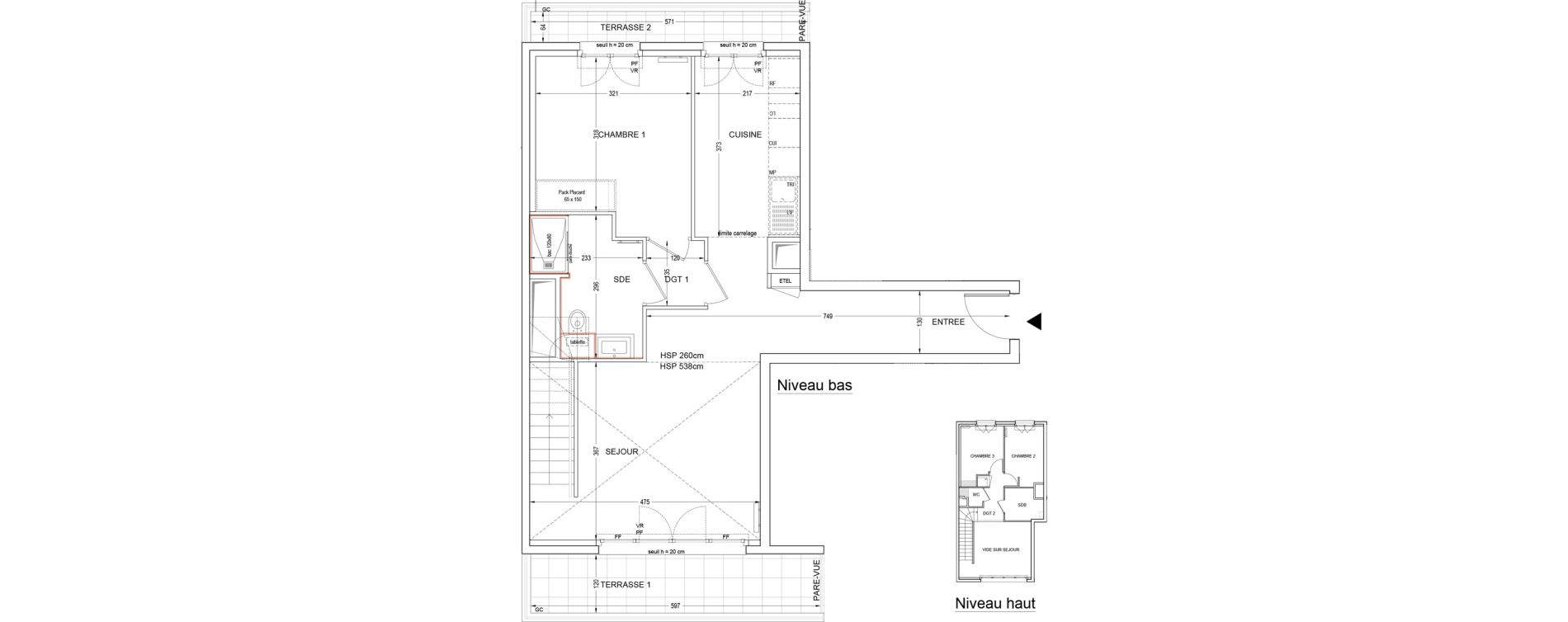 Duplex T4 de 83,06 m2 &agrave; Clichy Bateliers