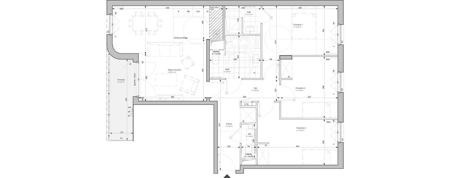 Appartement T4 de 85,47 m2 &agrave; Clichy Bac d'asni&egrave;res