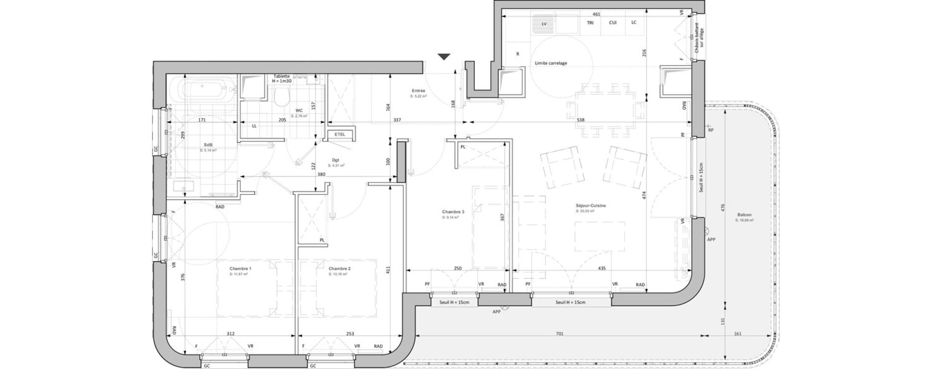 Appartement T4 de 79,14 m2 &agrave; Clichy Bac d'asni&egrave;res