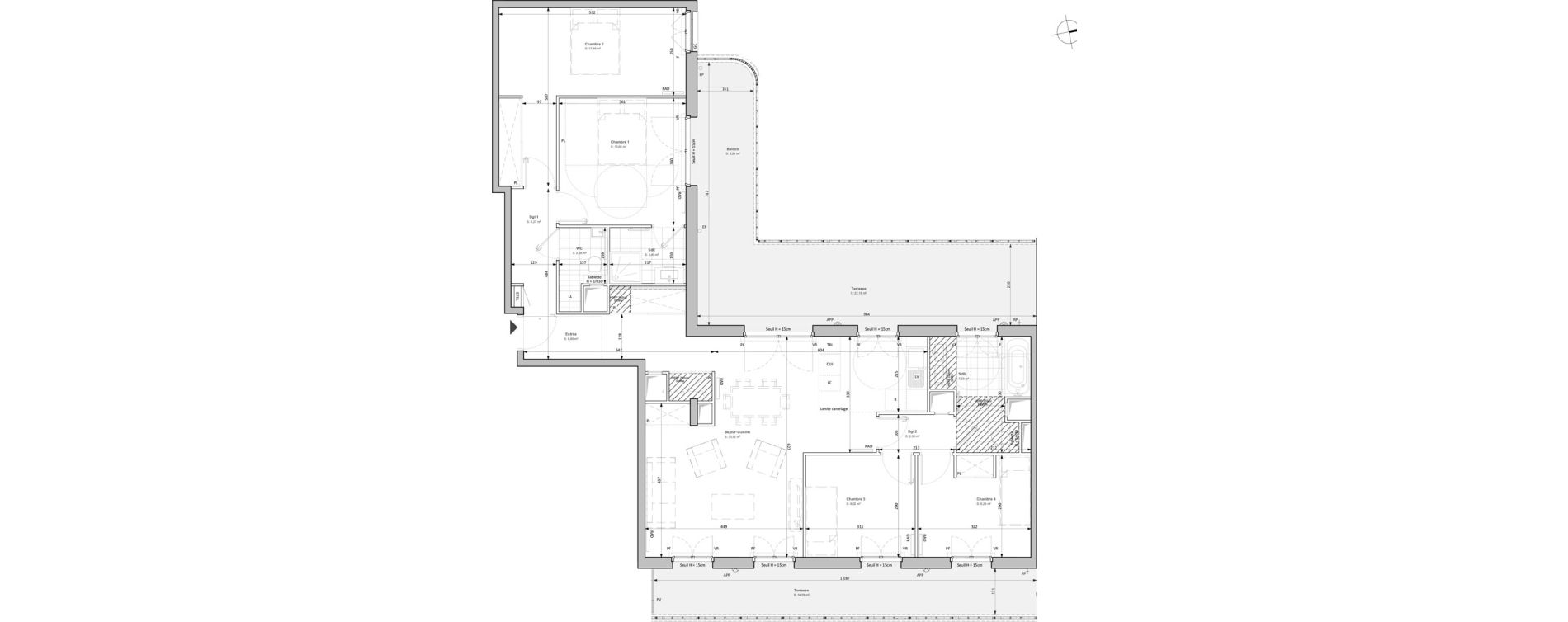 Appartement T5 de 111,50 m2 &agrave; Clichy Bac d'asni&egrave;res