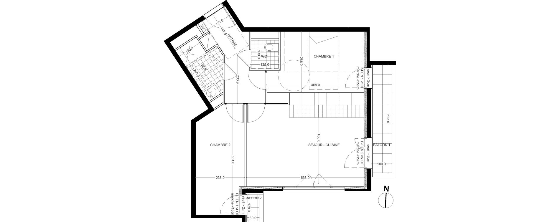 Appartement T3 de 62,00 m2 &agrave; Colombes Foss&eacute;s-jean - bouvier