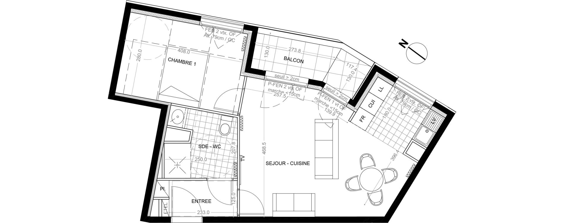 Appartement T2 de 45,90 m2 &agrave; Colombes Foss&eacute;s-jean - bouvier