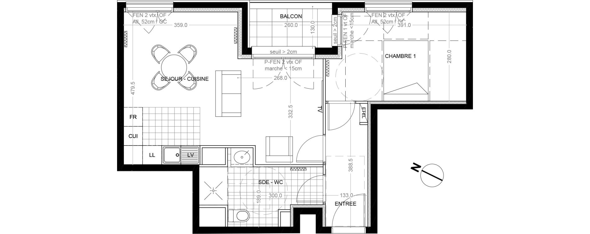Appartement T2 de 48,00 m2 &agrave; Colombes Foss&eacute;s-jean - bouvier