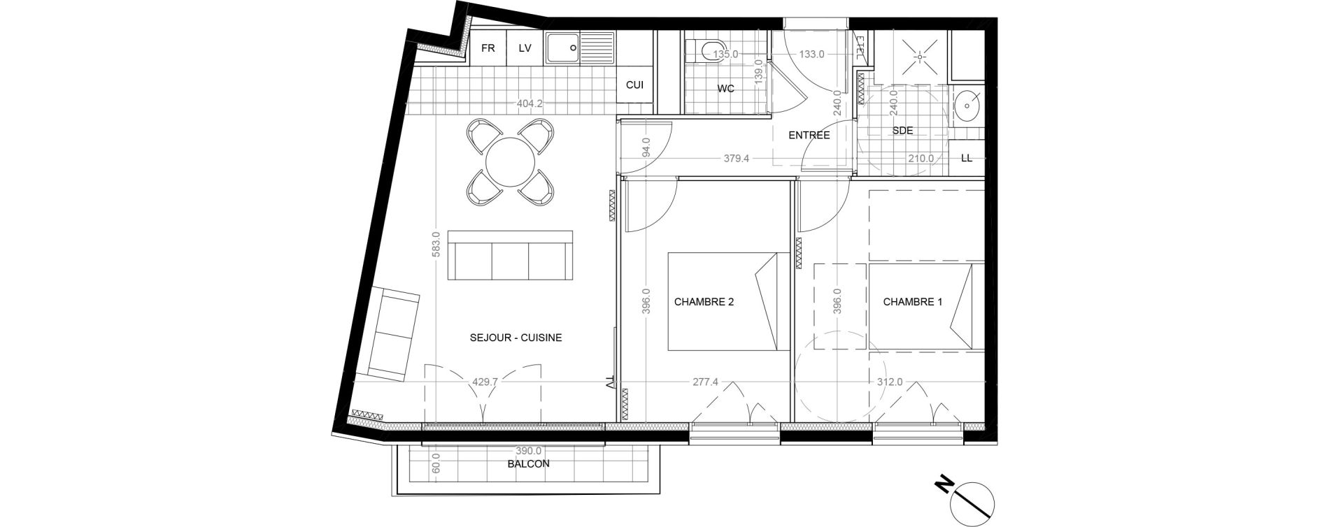 Appartement T3 de 59,90 m2 &agrave; Colombes Foss&eacute;s-jean - bouvier