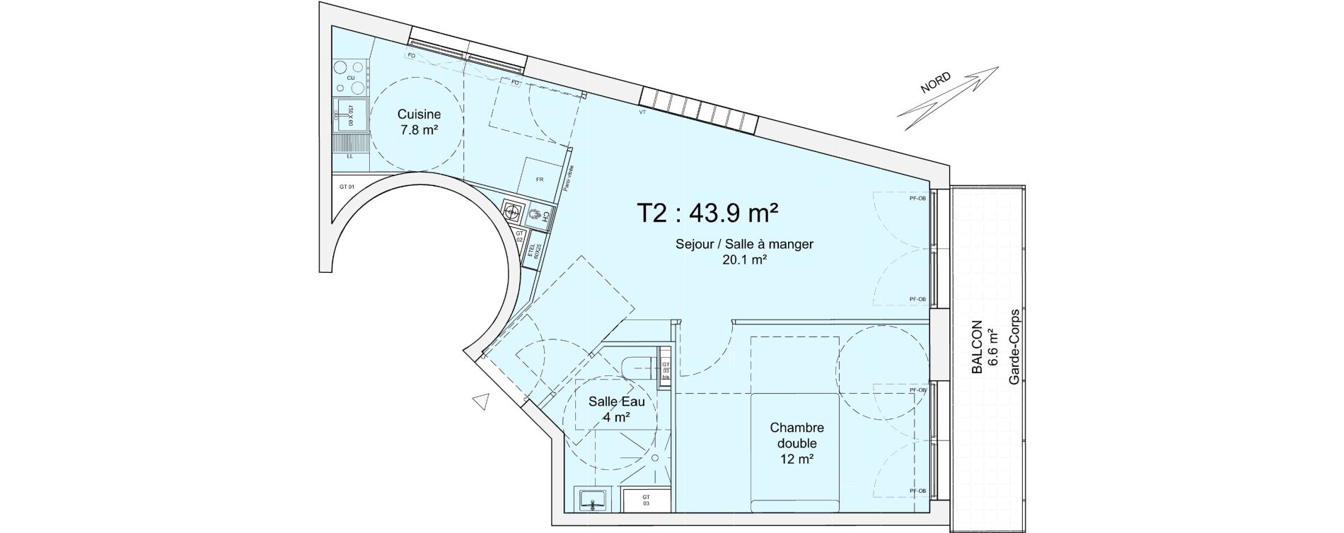 Appartement T2 de 43,90 m2 &agrave; Colombes Jeanne gleuzer - gros gr&egrave;s