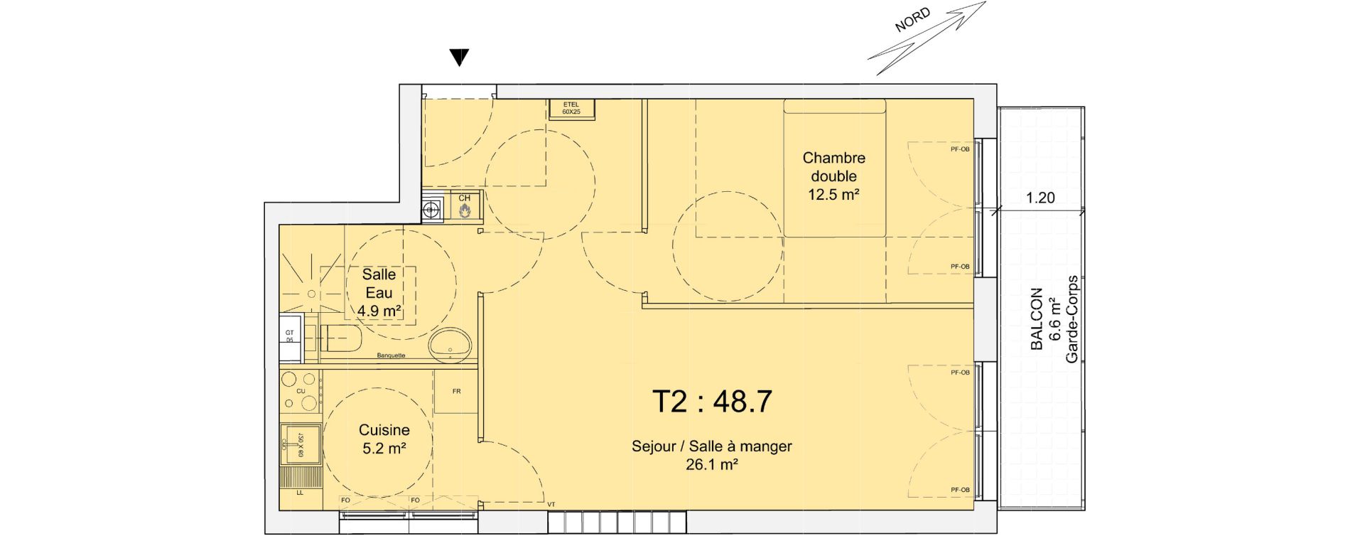 Appartement T2 de 48,70 m2 &agrave; Colombes Jeanne gleuzer - gros gr&egrave;s