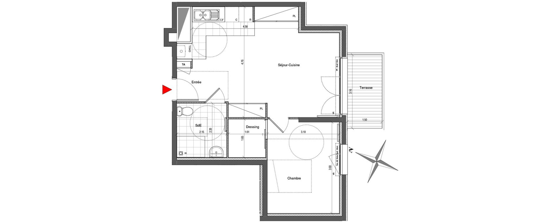 Appartement T2 de 48,42 m2 &agrave; Colombes Plateau - gr&egrave;ves - bord de seine