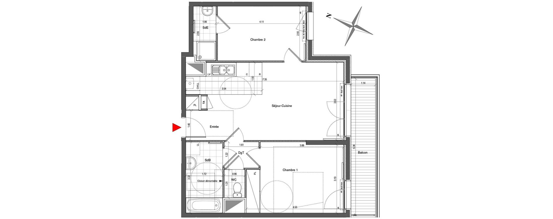 Appartement T3 de 61,73 m2 &agrave; Colombes Plateau - gr&egrave;ves - bord de seine