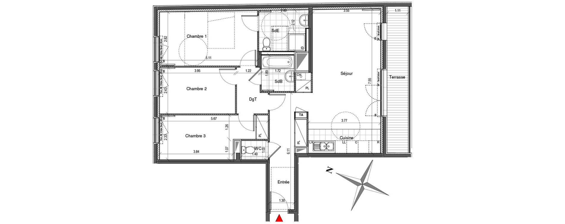Appartement T4 de 86,76 m2 &agrave; Colombes Plateau - gr&egrave;ves - bord de seine
