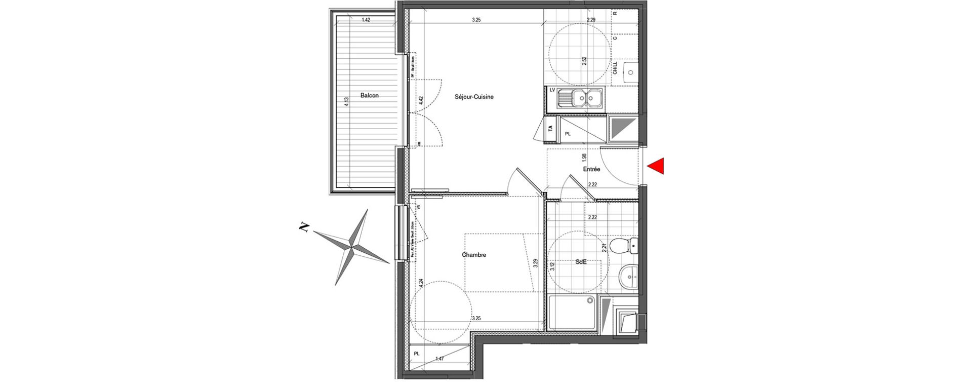Appartement T2 de 41,91 m2 &agrave; Colombes Plateau - gr&egrave;ves - bord de seine