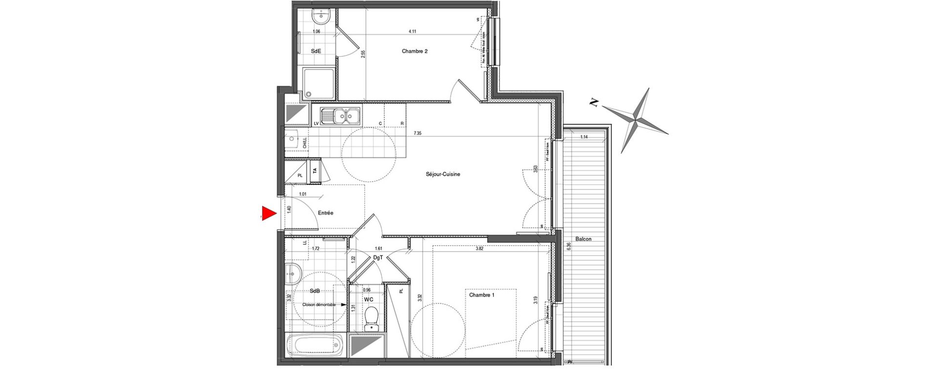 Appartement T3 de 62,04 m2 &agrave; Colombes Plateau - gr&egrave;ves - bord de seine