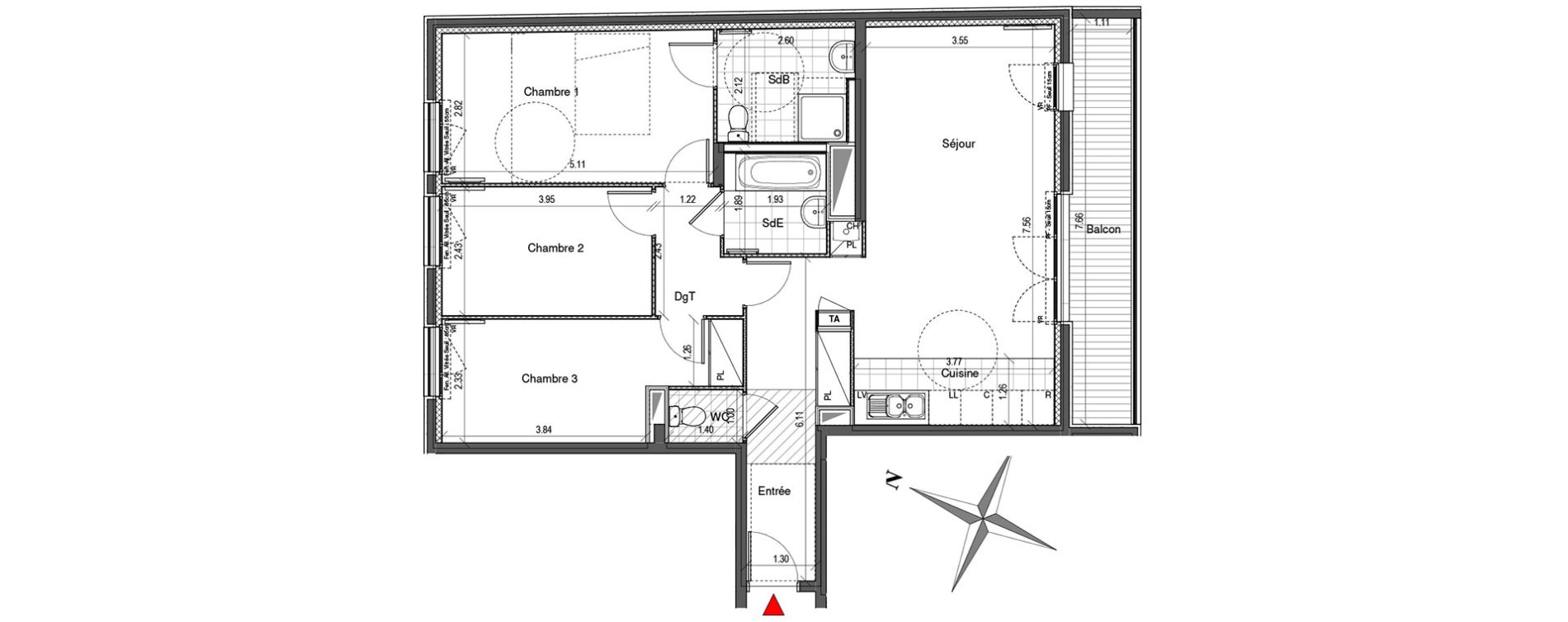 Appartement T4 de 86,72 m2 &agrave; Colombes Plateau - gr&egrave;ves - bord de seine