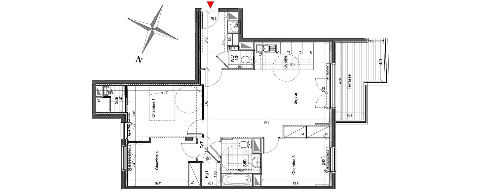 Appartement T4 de 80,27 m2 &agrave; Colombes Plateau - gr&egrave;ves - bord de seine