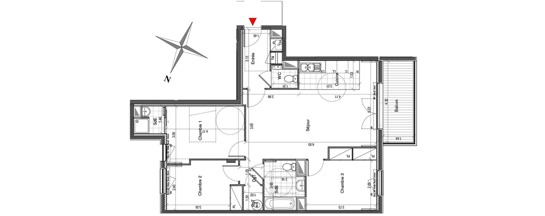 Appartement T4 de 80,23 m2 &agrave; Colombes Plateau - gr&egrave;ves - bord de seine