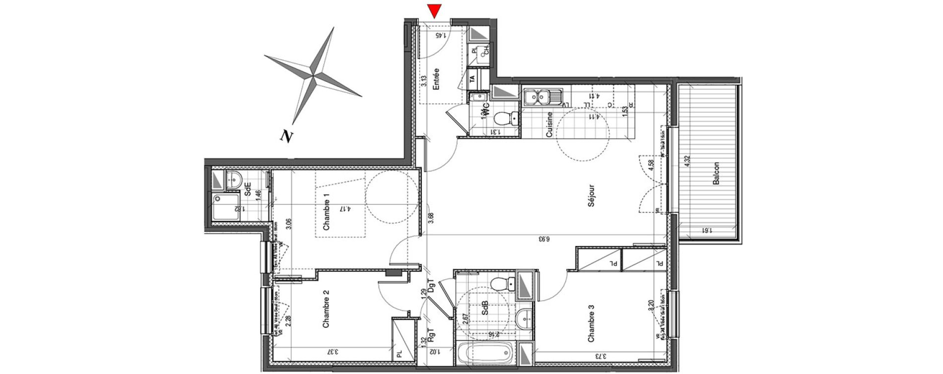 Appartement T4 de 79,43 m2 &agrave; Colombes Plateau - gr&egrave;ves - bord de seine