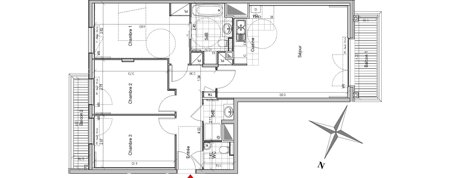 Appartement T4 de 82,81 m2 &agrave; Colombes Plateau - gr&egrave;ves - bord de seine