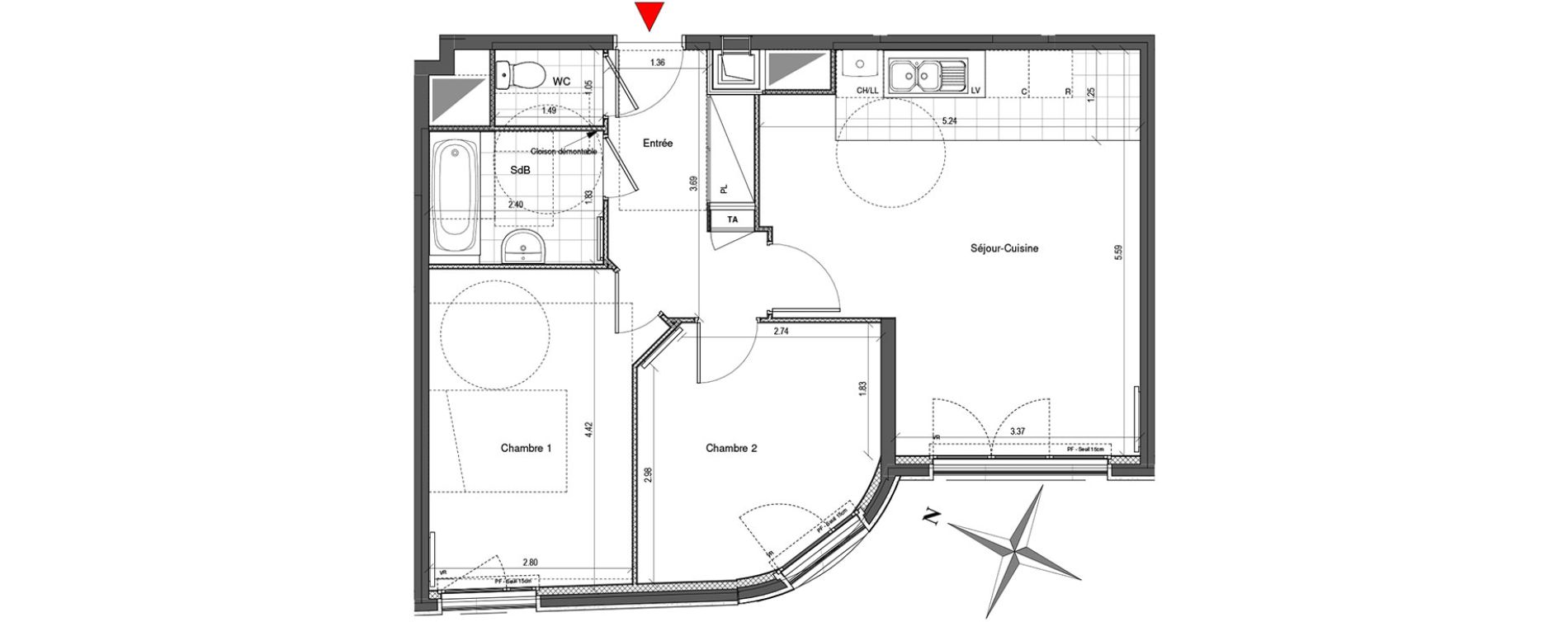 Appartement T3 de 60,70 m2 &agrave; Colombes Plateau - gr&egrave;ves - bord de seine