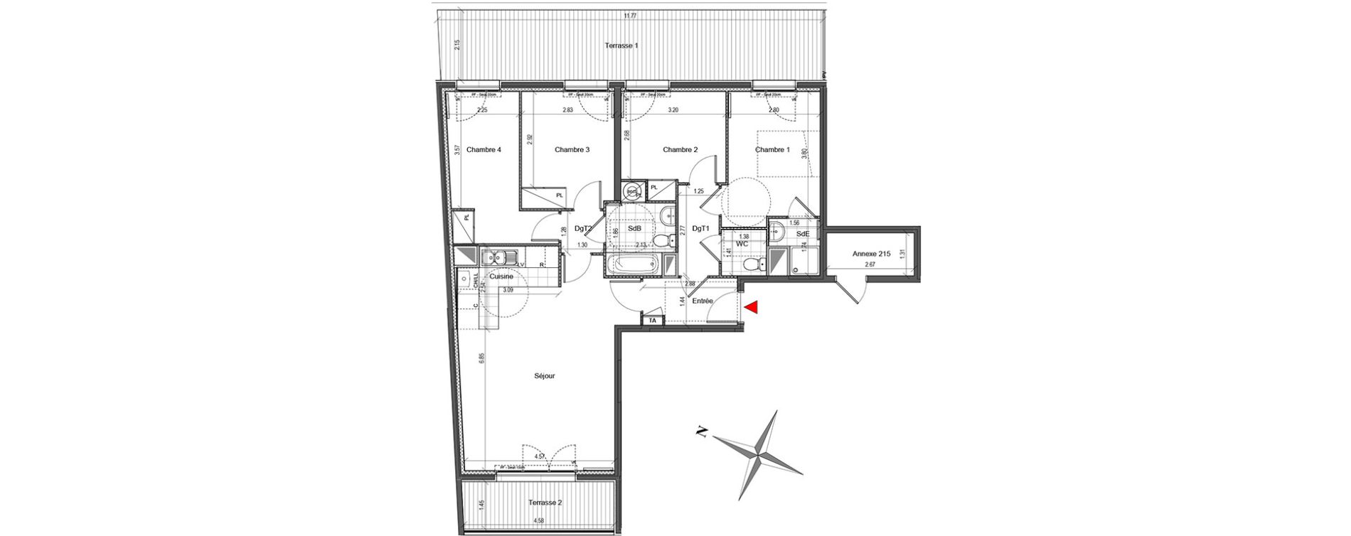Appartement T5 de 91,92 m2 &agrave; Colombes Plateau - gr&egrave;ves - bord de seine