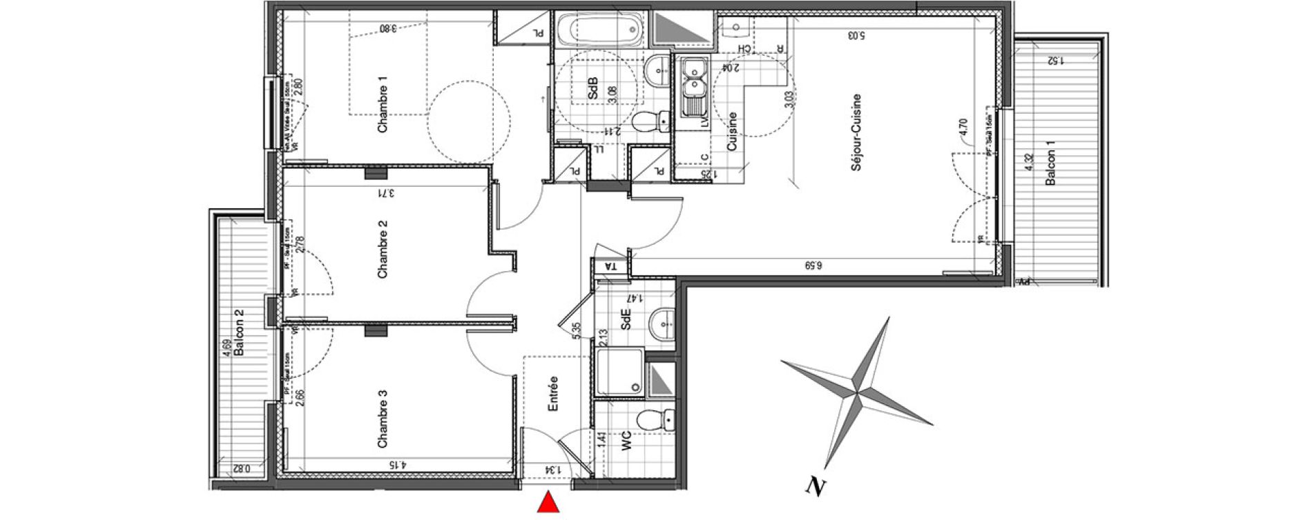 Appartement T4 de 83,09 m2 &agrave; Colombes Plateau - gr&egrave;ves - bord de seine