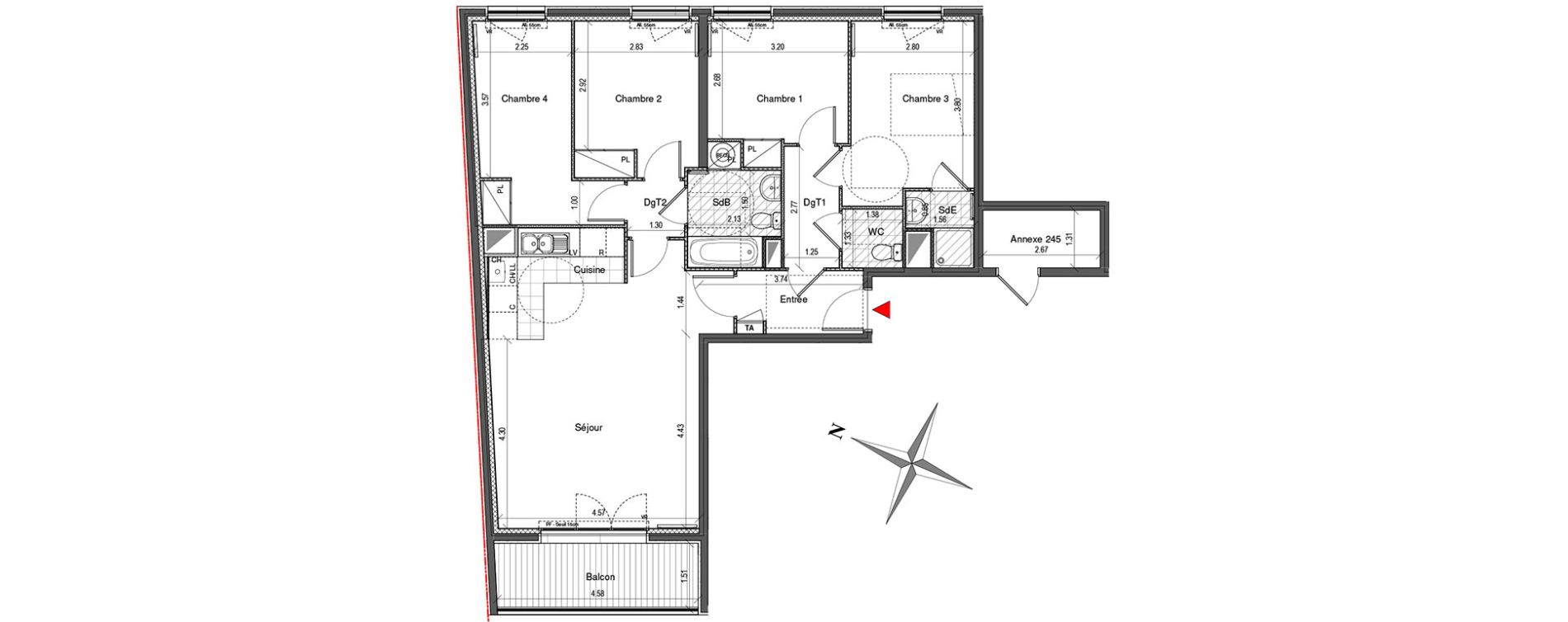 Appartement T5 de 92,07 m2 &agrave; Colombes Plateau - gr&egrave;ves - bord de seine