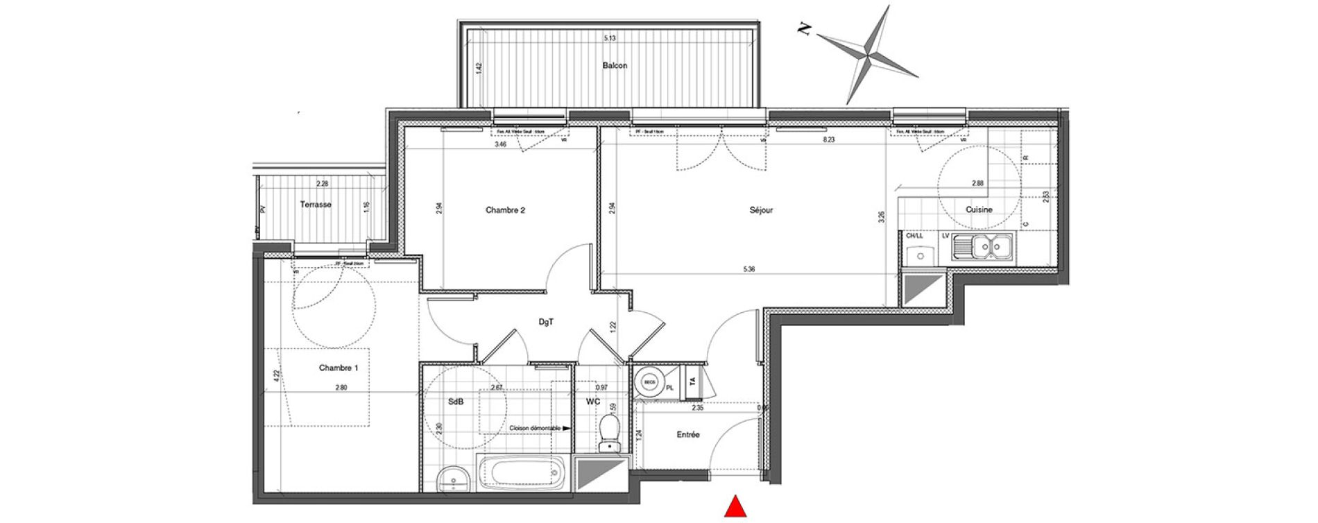 Appartement T3 de 65,14 m2 &agrave; Colombes Plateau - gr&egrave;ves - bord de seine