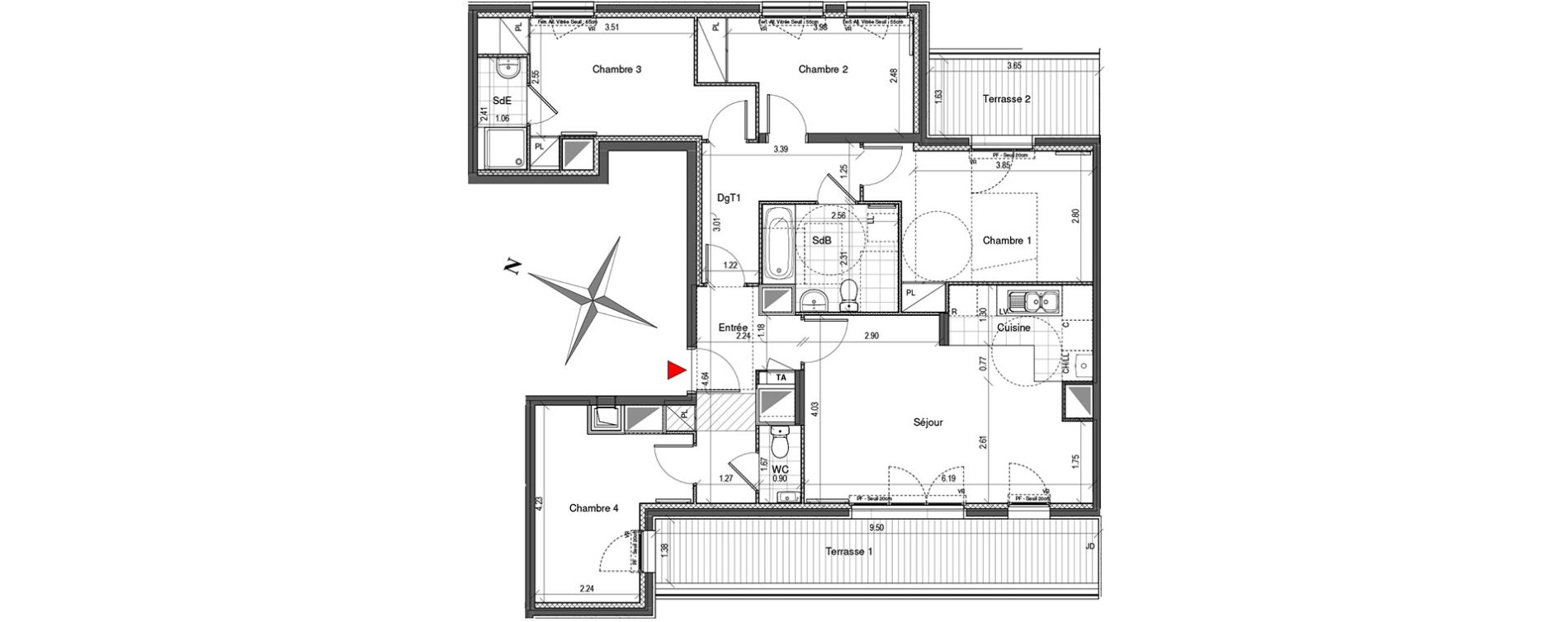 Appartement T5 de 95,86 m2 &agrave; Colombes Plateau - gr&egrave;ves - bord de seine