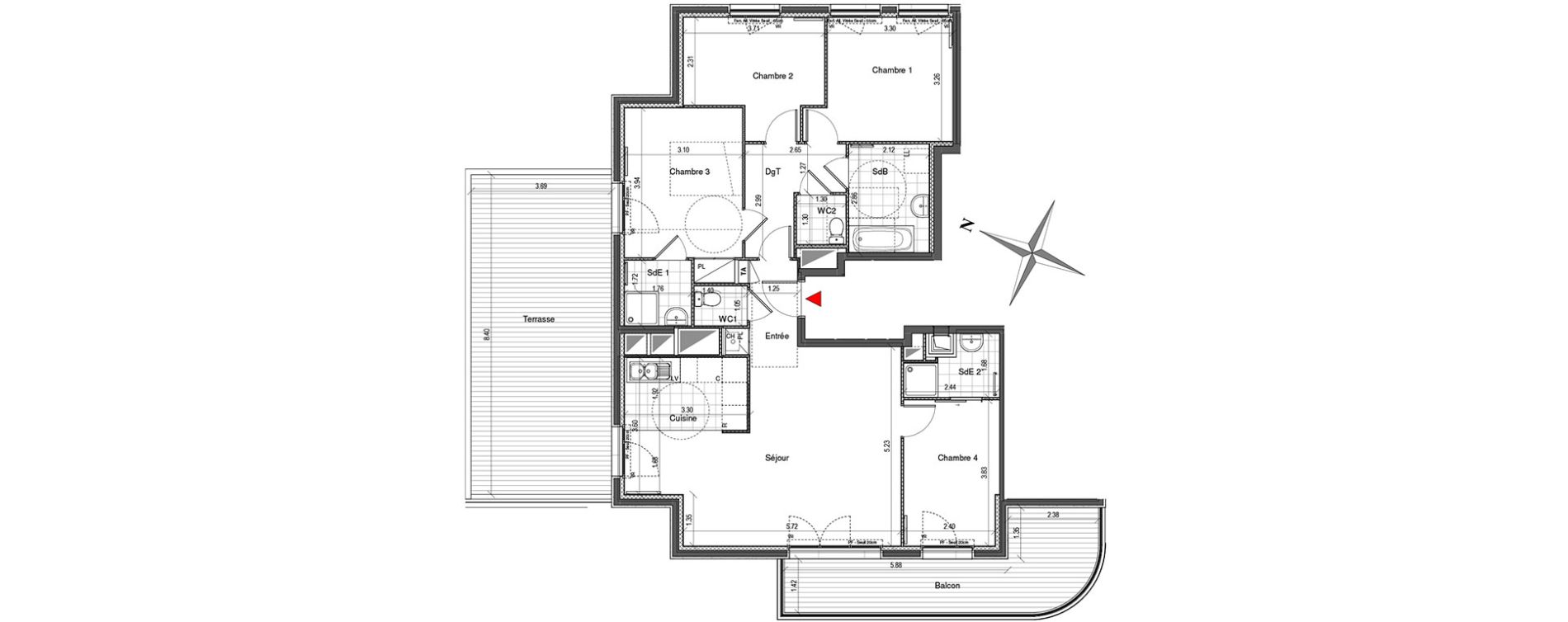 Appartement T5 de 102,98 m2 &agrave; Colombes Plateau - gr&egrave;ves - bord de seine