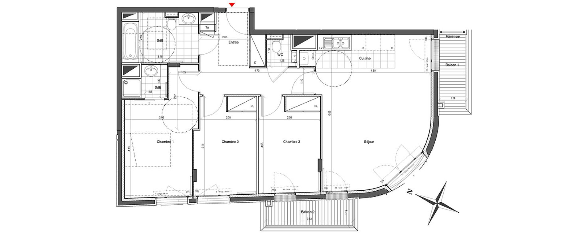 Appartement T4 de 82,58 m2 &agrave; Colombes Plateau - gr&egrave;ves - bord de seine
