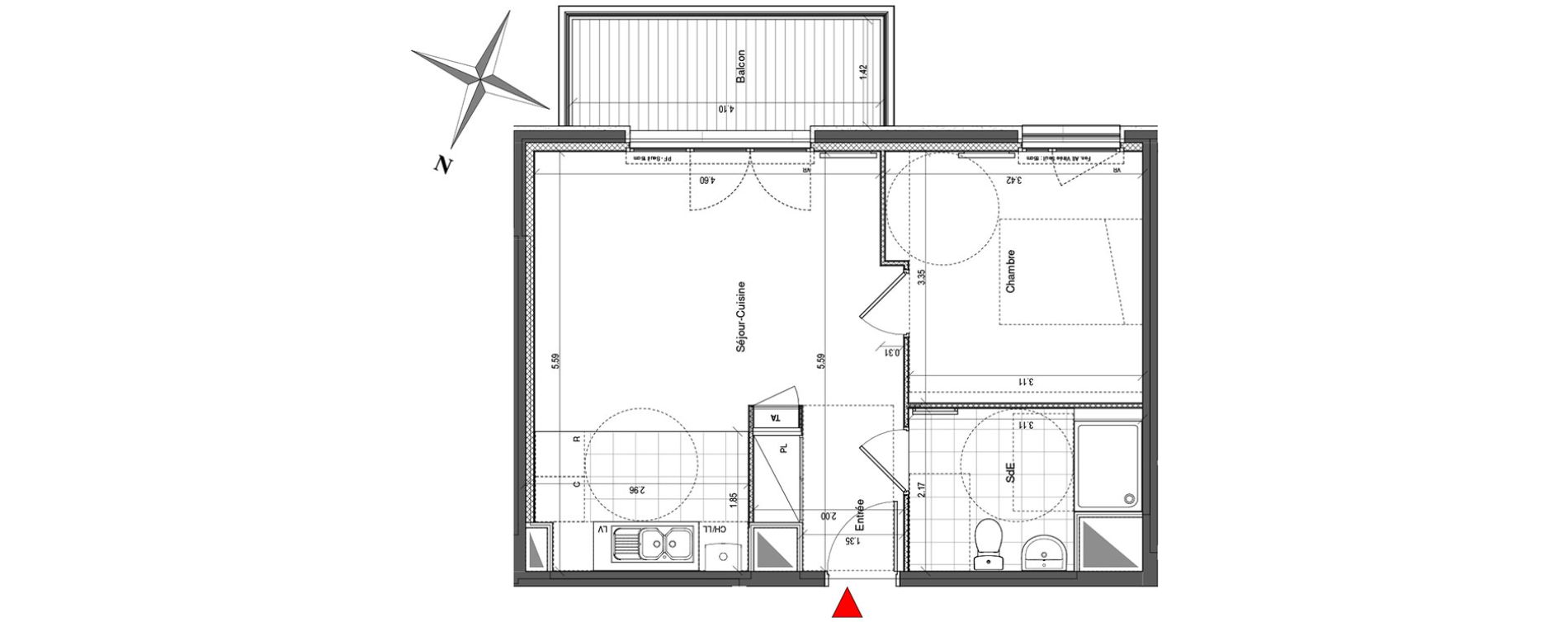 Appartement T2 de 42,84 m2 &agrave; Colombes Plateau - gr&egrave;ves - bord de seine