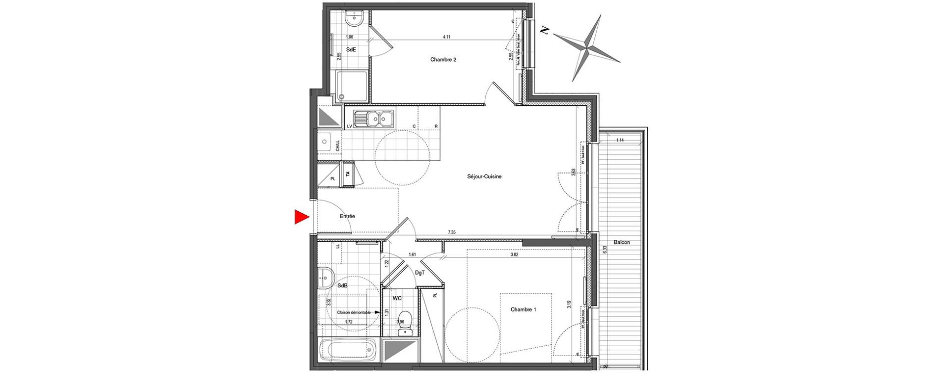 Appartement T3 de 61,87 m2 &agrave; Colombes Plateau - gr&egrave;ves - bord de seine