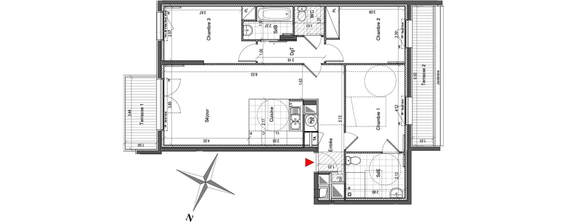 Appartement T4 de 80,23 m2 &agrave; Colombes Plateau - gr&egrave;ves - bord de seine