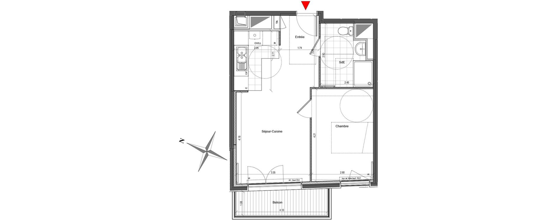 Appartement T2 de 43,22 m2 &agrave; Colombes Plateau - gr&egrave;ves - bord de seine