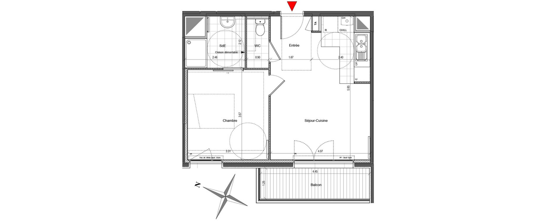 Appartement T2 de 41,52 m2 &agrave; Colombes Plateau - gr&egrave;ves - bord de seine