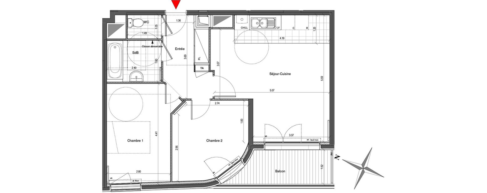 Appartement T3 de 61,62 m2 &agrave; Colombes Plateau - gr&egrave;ves - bord de seine