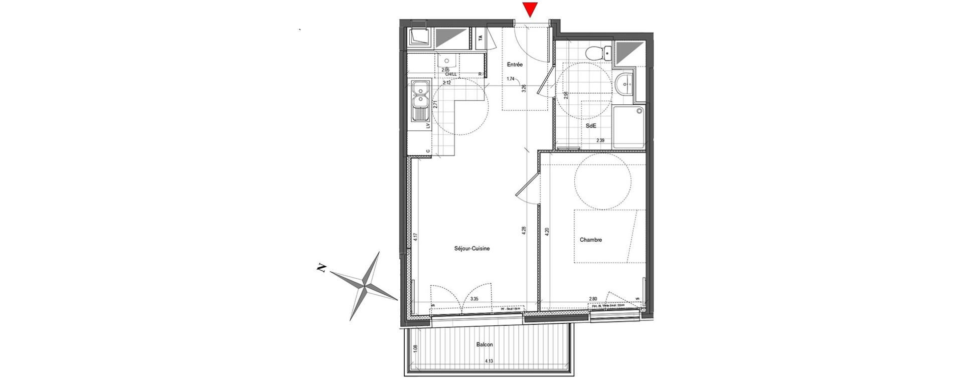 Appartement T2 de 43,16 m2 &agrave; Colombes Plateau - gr&egrave;ves - bord de seine