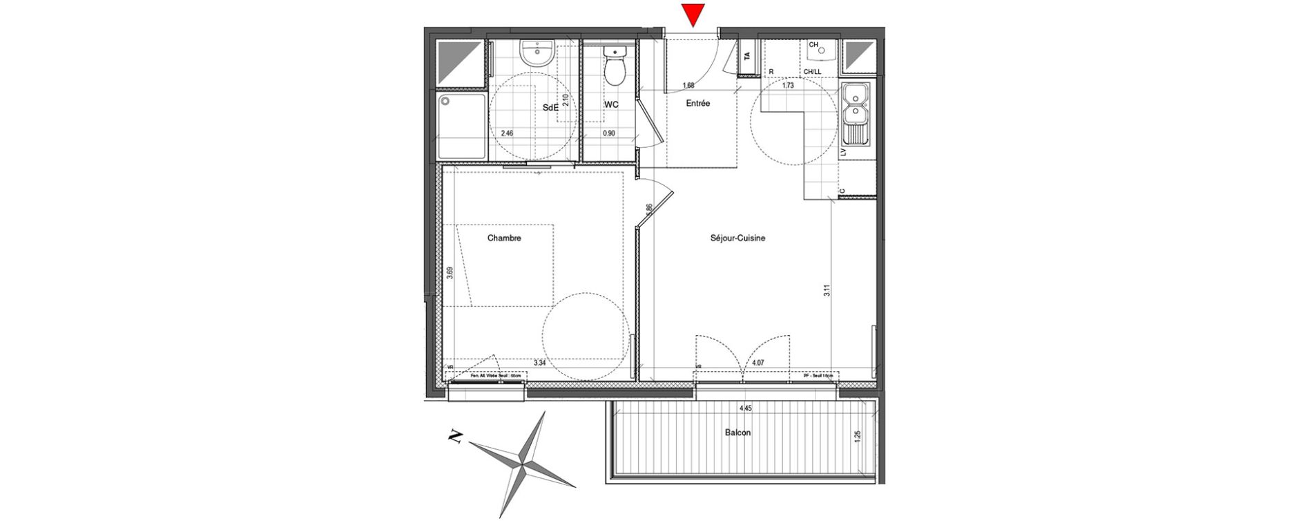 Appartement T2 de 41,49 m2 &agrave; Colombes Plateau - gr&egrave;ves - bord de seine